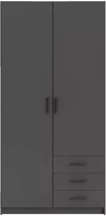 Leen Bakker Kledingkast Sprint 2-deurs antracietkleur 200x98 5x50 cm