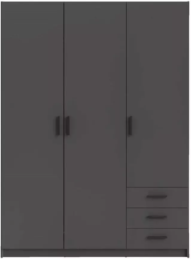 Leen Bakker Kledingkast Sprint 3-deurs antracietkleur 200x147x50 cm - Foto 1