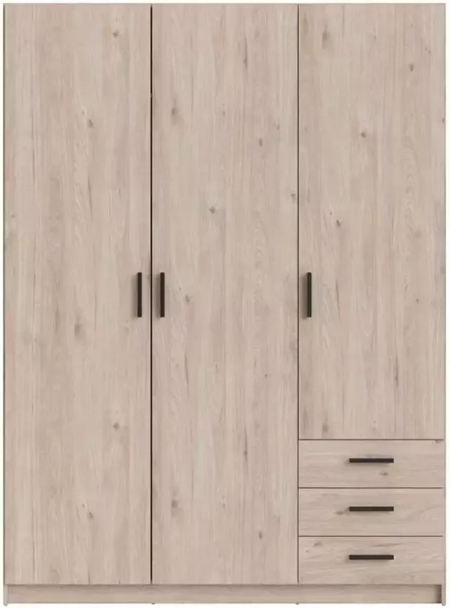 Leen Bakker Kledingkast Sprint 3-deurs eikenkleur 200x147x50 cm
