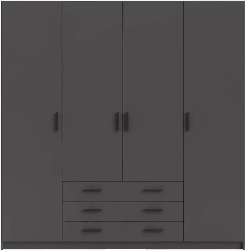 Leen Bakker Kledingkast Sprint 4-deurs antraciet 200x196x50 cm