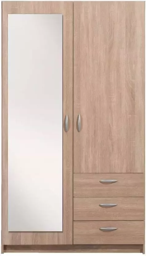 Leen Bakker Kledingkast Varia 2-deurs inclusief spiegel licht eiken 175x97x50 cm - Foto 1
