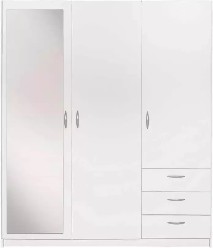 Leen Bakker Kledingkast Varia 3-deurs met spiegel wit 175x146x50 cm - Foto 1