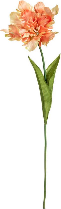 Leen Bakker Kunstbloem Tulip Parrot Spray Oranje 68 cm