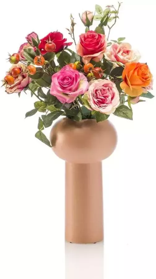 Leen Bakker Kunstboeket Rose roze 45 cm