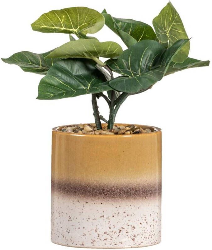 Leen Bakker Kunstplant Alocasia in pot groen bruin 30 cm