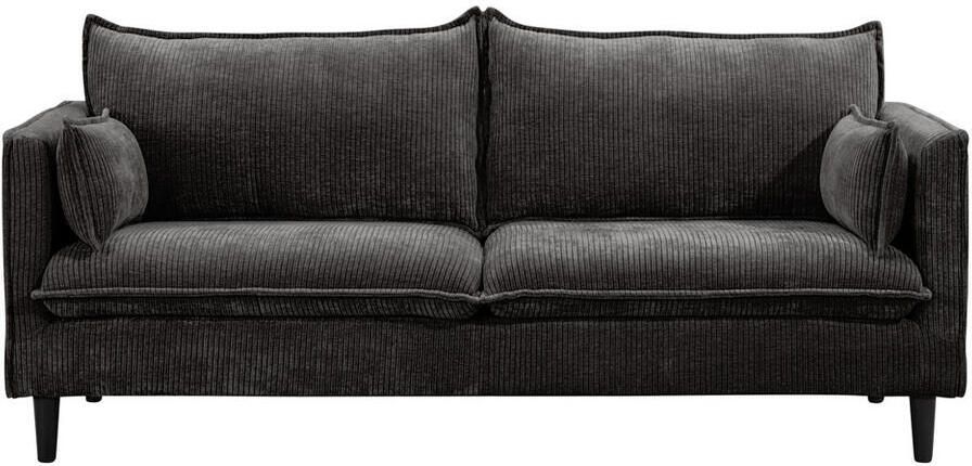 Leen Bakker Bank Sem 2 5-zits ribstof antraciet