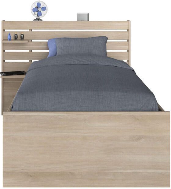 Parisot EMOB Eenpersoonsbed Tokio 90x200cm-eikdecor Houten kinderbedden Bruin Spaanplaat Houten kinderbedden Eenpersoons Normaal bed Op voorraad - Foto 3
