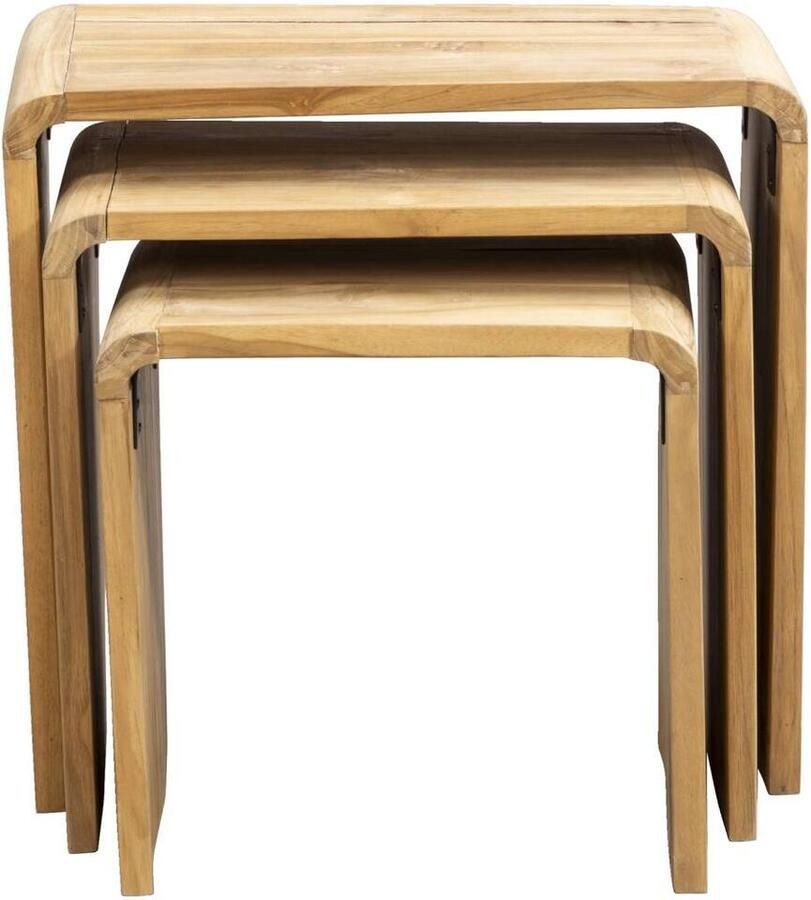 Leen Bakker Bijzettafel Dimas teakhout set van 3