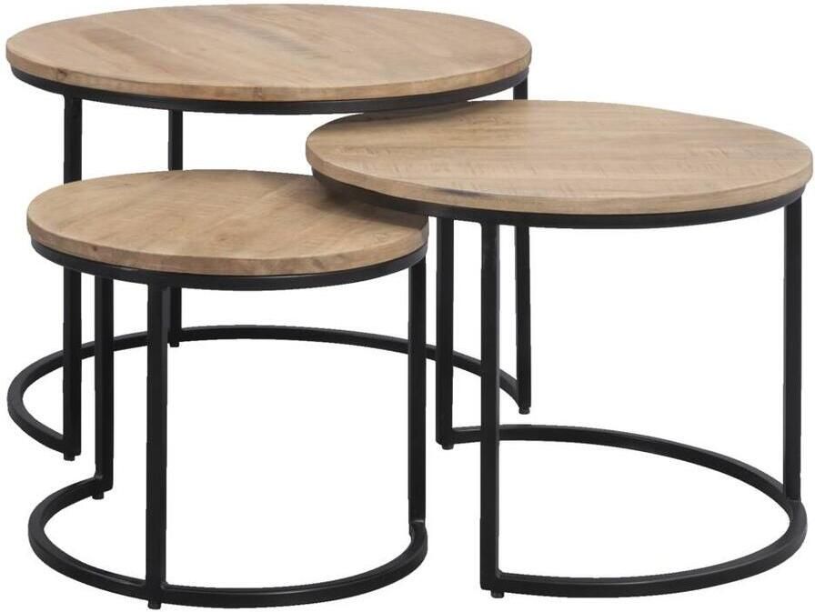 Leen Bakker Bijzettafels Lex mangohout set van 3