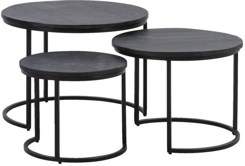 Leen Bakker Bijzettafels Noxy mangohout set van 3