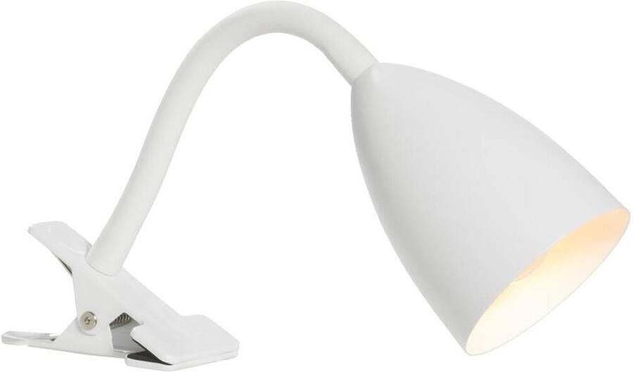 Leen Bakker Bureaulamp knijper wit metaal E14 35xØ9 cm