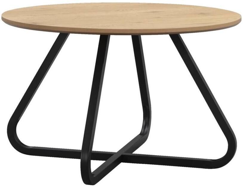 Leen Bakker Eettafel Brigitte rond naturel zwart 75Ø120 cm