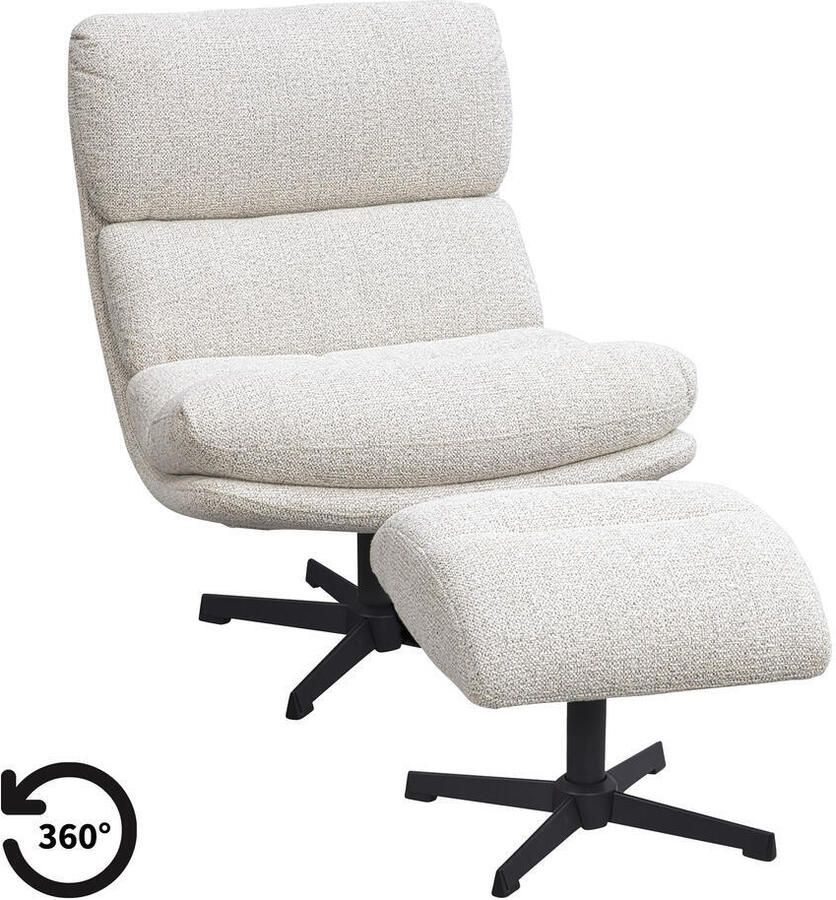 Leen Bakker Fauteuil Bobbi incl. hocker greige