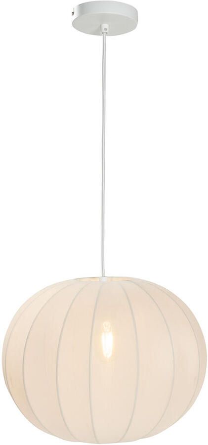 Leen Bakker Hanglamp Fenne ovaal wit metaal E27 150xØ38 cm