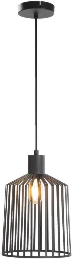 Leen Bakker Hanglamp Fynn zwart metaal E27 150xØ30 cm