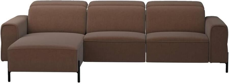 Leen Bakker Hoekbank Dave links elektrisch verstelbaar stof Billy Joe cognac