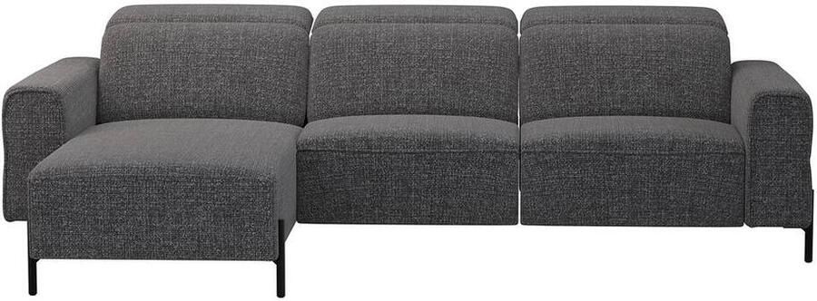 Leen Bakker Hoekbank Dave links elektrisch verstelbaar stof Chacha grijs