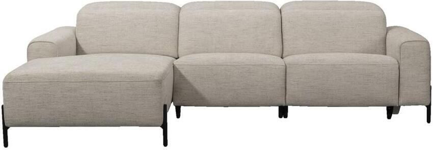 Leen Bakker Hoekbank Dave links elektrisch verstelbaar stof Pure lichtgrijs