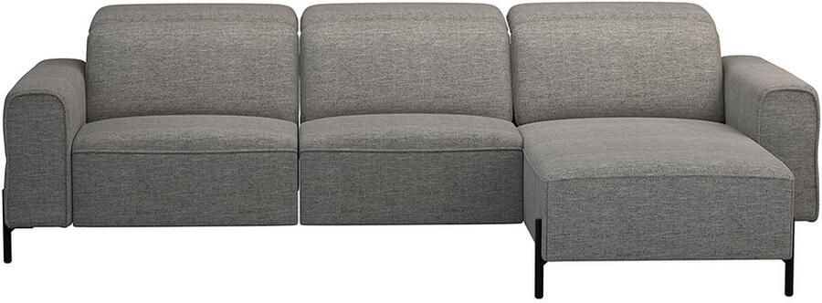 Leen Bakker Hoekbank Dave rechts elektrisch verstelbaar stof Pure grijs