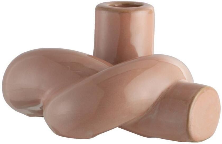 Leen Bakker Kandelaar Knoop roze keramiek 11 5x15 5x8 cm