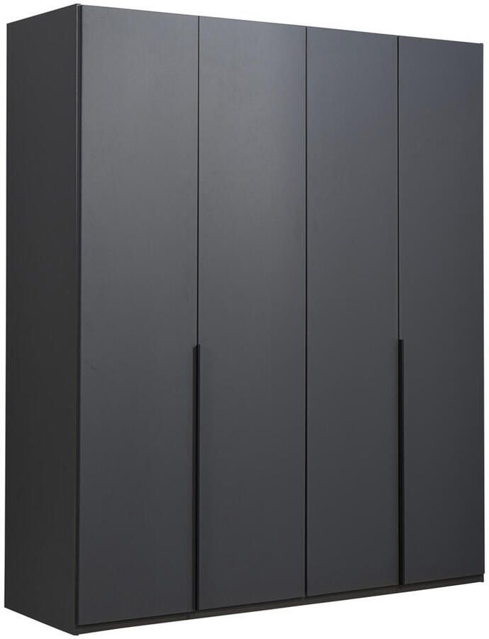 Leen Bakker Kledingkast Milaan 4-deurs- grafiet 208x180x58 cm