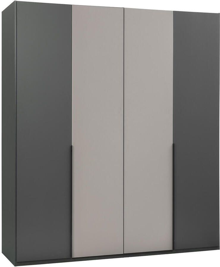 Leen Bakker Kledingkast Milaan 4-deurs grafiet kiezel 208x180x58 cm