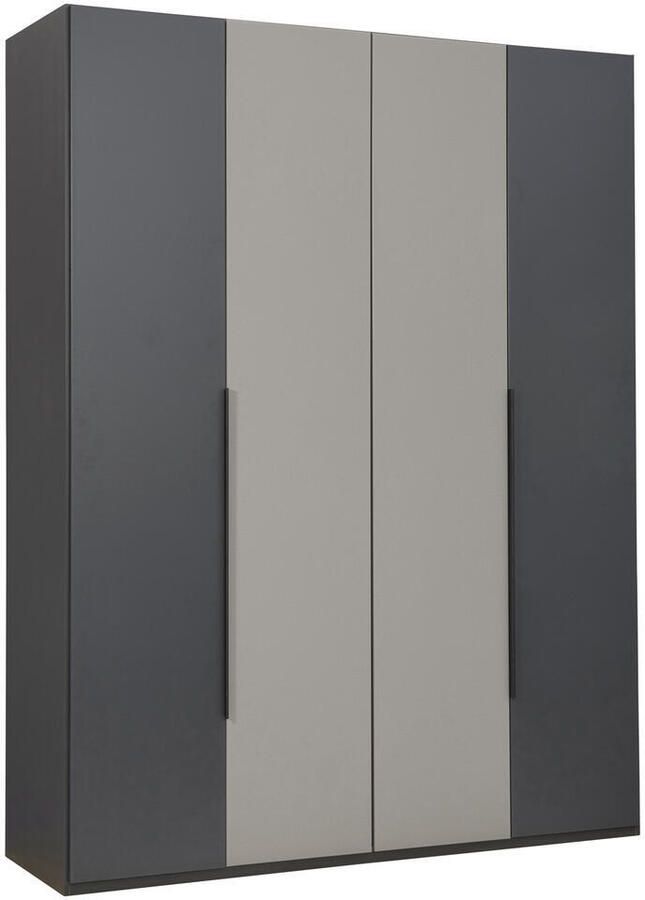 Leen Bakker Kledingkast Milaan 4-deurs grafiet kiezel -236x180x58 cm