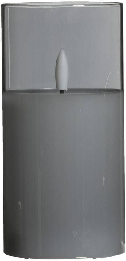 Leen Bakker Led kaars in glas grijs 15xØ7 5 cm