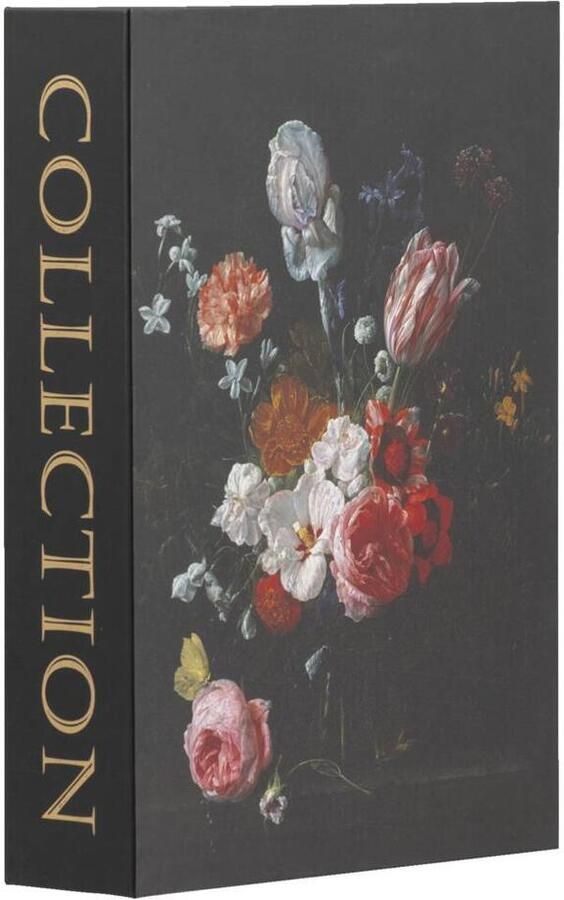 Leen Bakker Opbergboek Bloemen zwart 16x24x5 cm