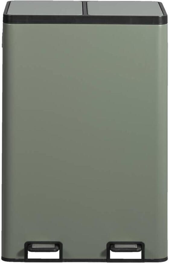 Leen Bakker Pedaalemmer Duo groen metaal 60 liter