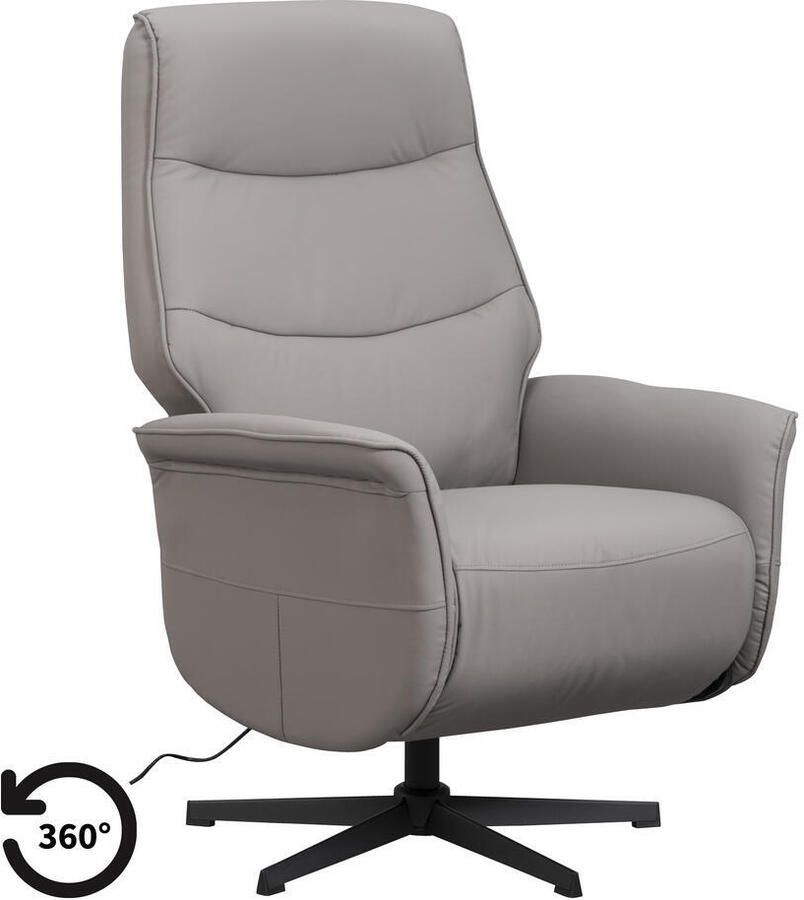 Leen Bakker Relaxfauteuil Boaz lederlook elektrisch verstelbaar taupe