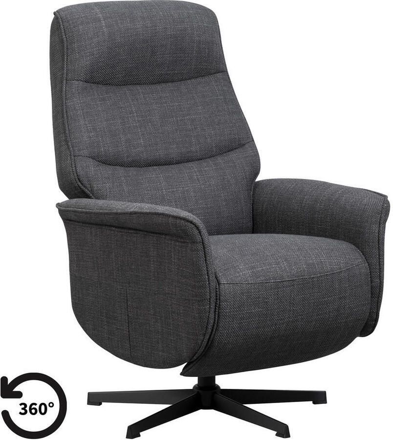 Leen Bakker Relaxfauteuil Boaz stof elektrisch verstelbaar antraciet