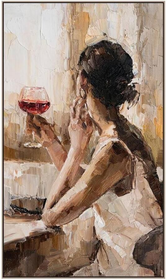 Leen Bakker Schilderij Vrouw met wijn MDF 118x70 cm