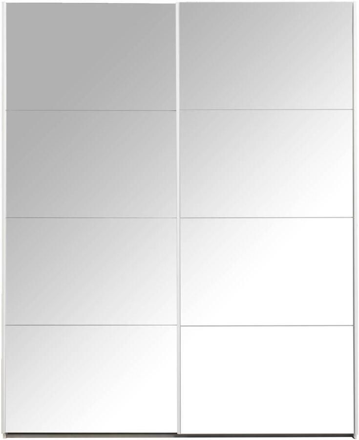 Leen Bakker Schuifdeurkast Bergamo met spiegeldeuren wit 221x178 5x66 6 cm