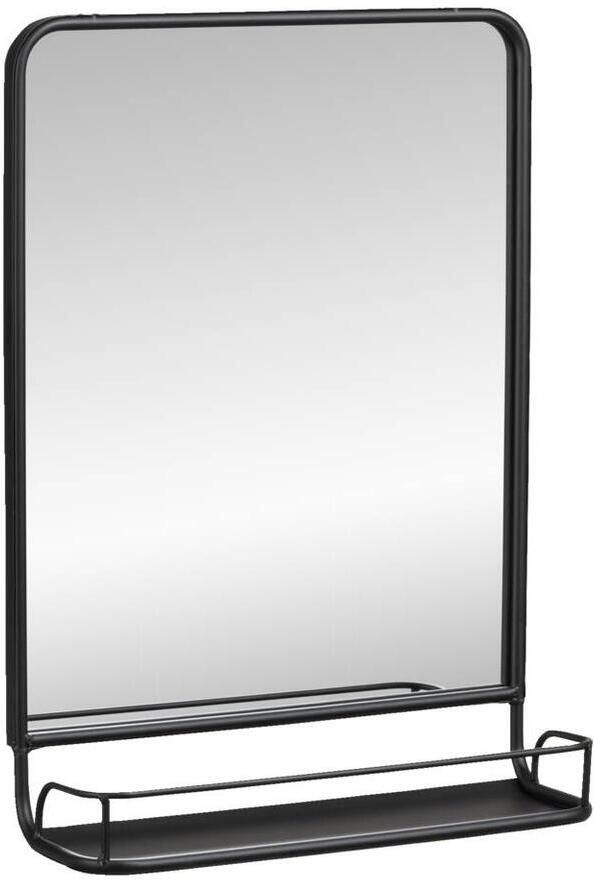 Leen Bakker Spiegel met plateau Roel zwart metaal 58x41x13 cm