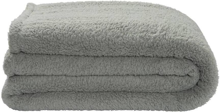Leen Bakker Sprei Teddy grijsgroen 240x220 cm