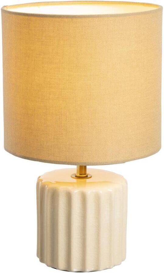 Leen Bakker Tafellamp Faye naturel keramiek stof 29xØ18 cm