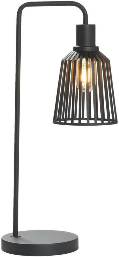 Leen Bakker Tafellamp Fynn zwart metaal E27 58x23x18 cm