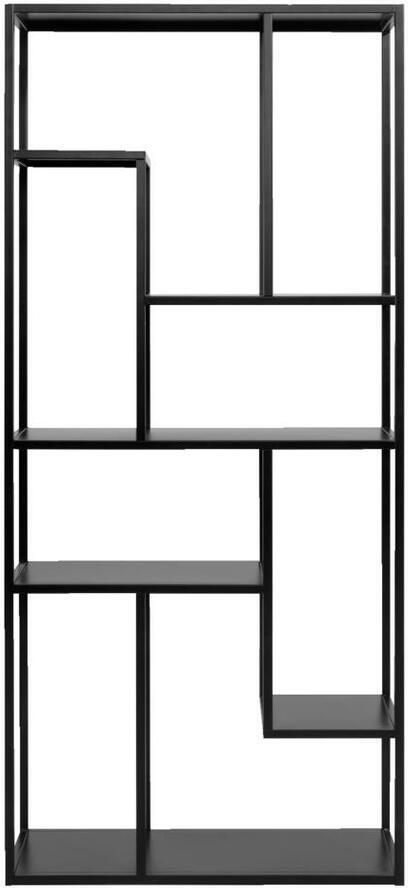 Leen Bakker Vakkenkast Stan zwart metaal 188x85x35 cm