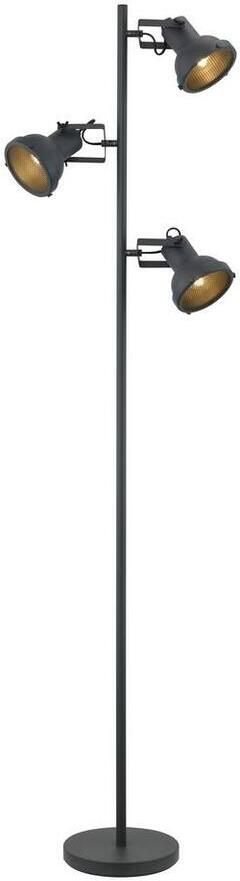 Leen Bakker Vloerlamp Riga 3-spot zwart metaal 152xØ22 cm