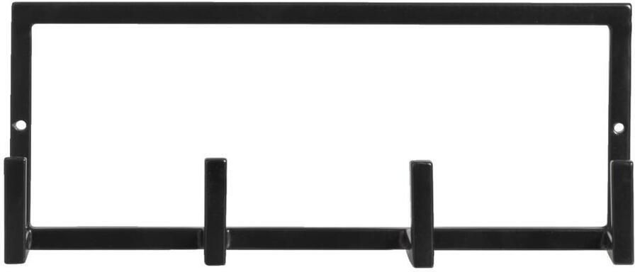 Leen Bakker Wandhaak Aken 4 haken zwart 12x30 5x8 cm