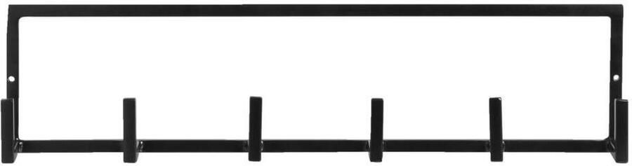 Leen Bakker Wandhaak Aken 6 haaks zwart 12x50x8 cm