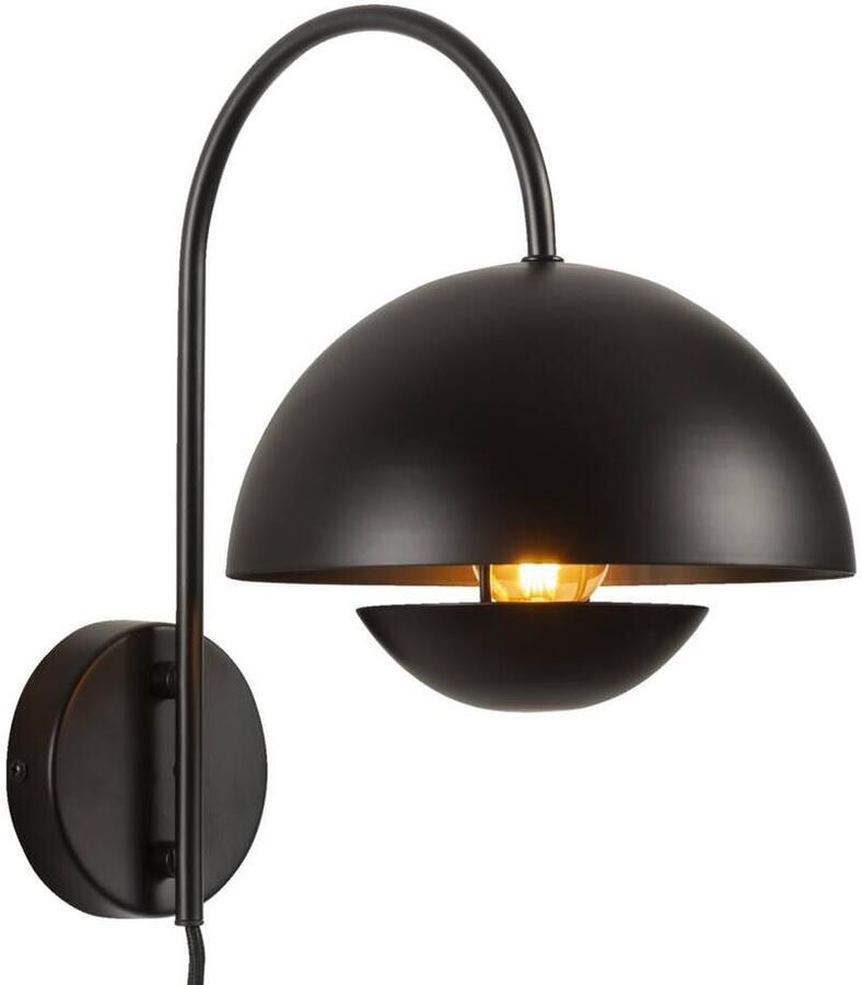 Leen Bakker Wandlamp Yuki E27 zwart metaal 30x30x20 cm