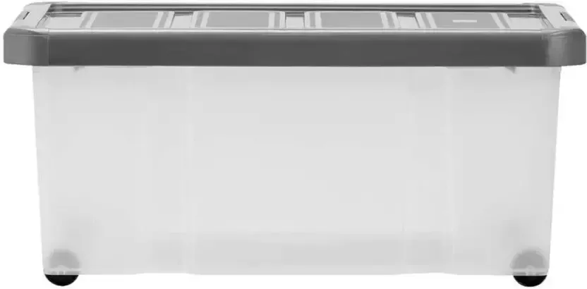 Leen Bakker Opbergbox zware kwaliteit 43 liter transparant antraciet 60 5x40x27 5 cm - Foto 1