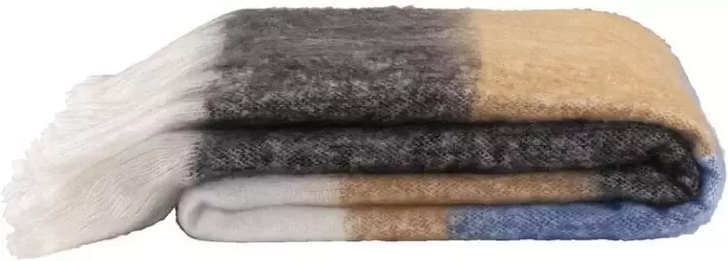 Leen Bakker Plaid Elion bruin blauw 130x170 cm