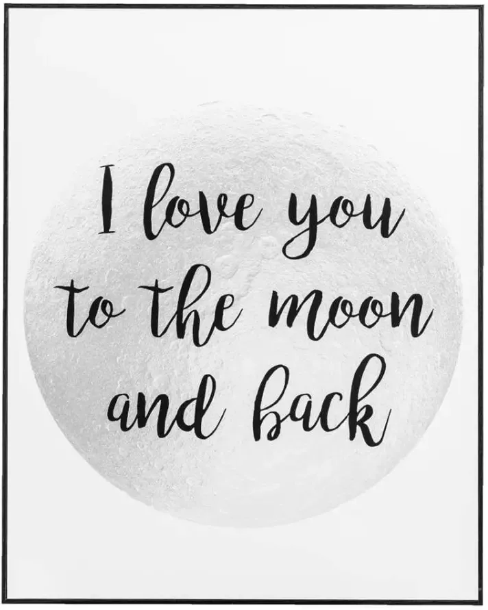 Leen Bakker Schilderij I Love You To The Moon And Back zwart wit 50x40x2 cm