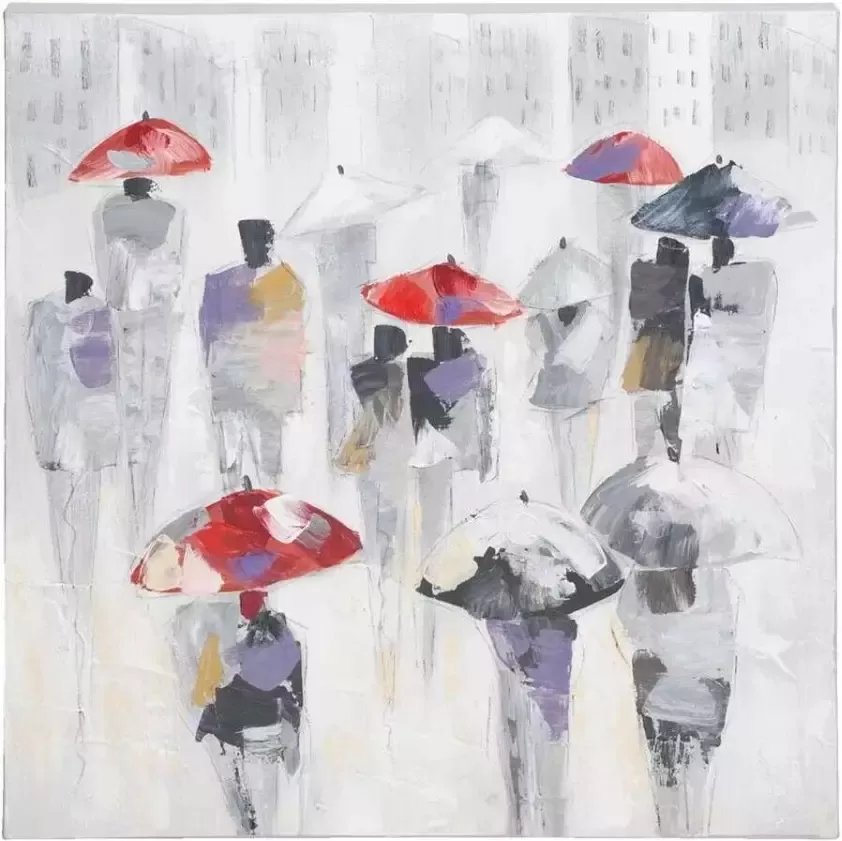 Leen Bakker Schilderij Paraplu 2 rood 60x60 cm