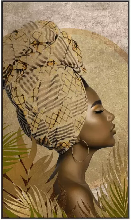 Leen Bakker Schilderij Vrouw shawl fcl 118x70 cm