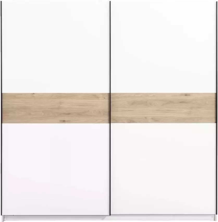 Leen Bakker Schuifdeurkast Genua wit eikenkleur 204x200x60 cm
