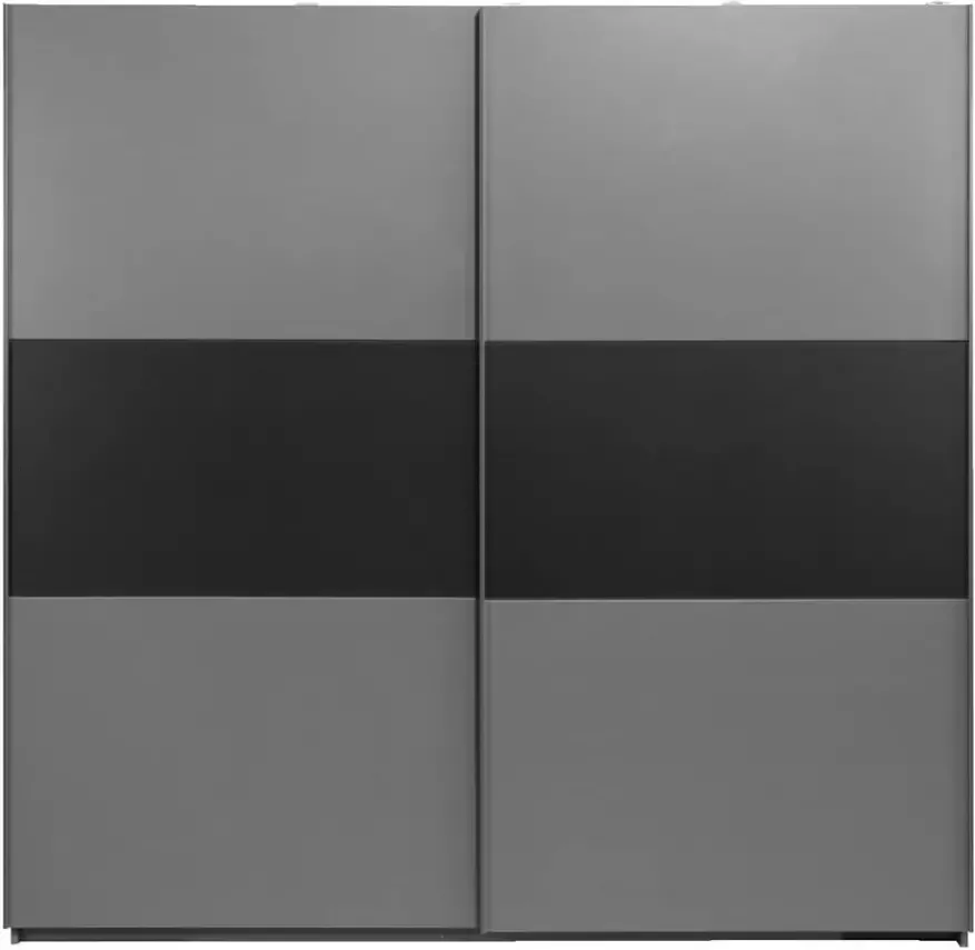 Leen Bakker Schuifdeurkast Napoli antraciet zwart softclose 210x215x60 cm - Foto 1